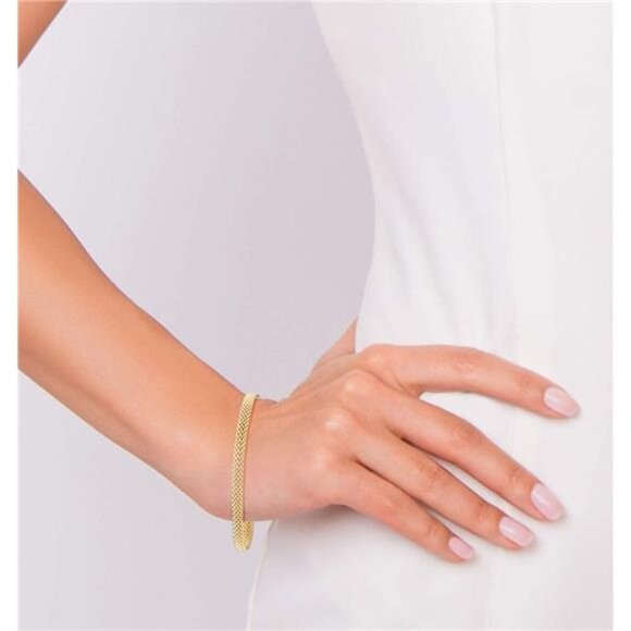 Gold plated sterling silver mesh chain bracelet women Italian link jewelry gift - Picture 5 of 7